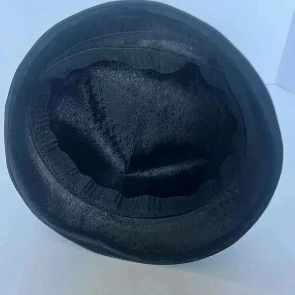 Vintage Cloche Hat Velvet Satin & Net Lace Trim w/Rhinestone - Picture 9 of 13